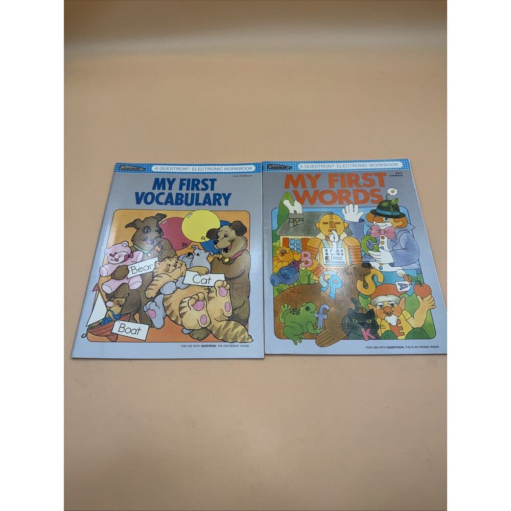 Questron Electronic Workbook Lot Of 2 Vintage Children's Books For Learning
